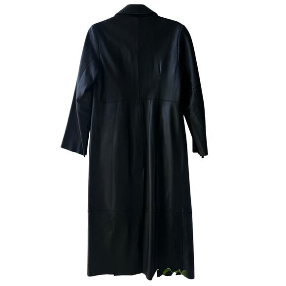 Banana Republic Vintage 90s 100% Genuine Leather Black Pea Coat - Picture 2 of 6